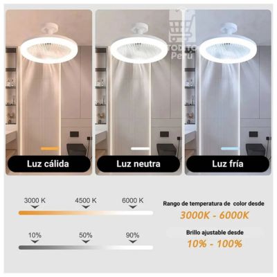 VENTIMAX - Ventilador inteligente con luz, control remoto y aromatizante