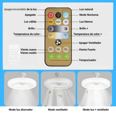 VENTIMAX - Ventilador inteligente con luz, control remoto y aromatizante