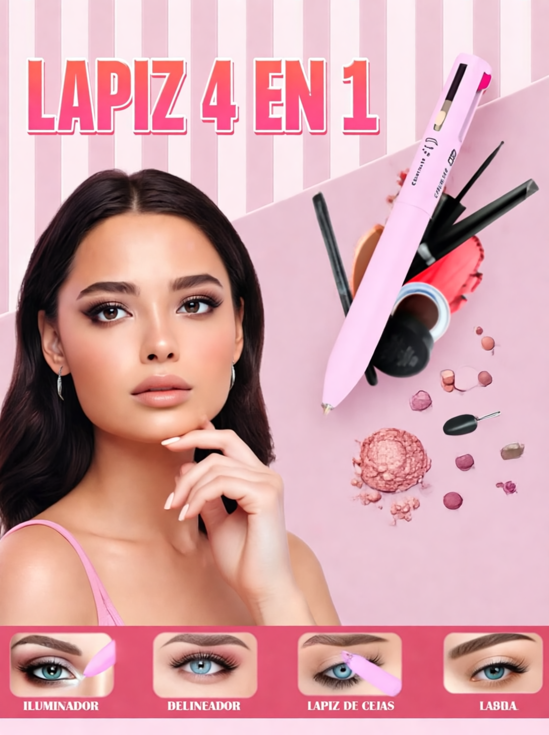 LÁPIZ DE MAQUILLAJE 4 EN 1 – Delinea, da forma y brilla con un solo producto